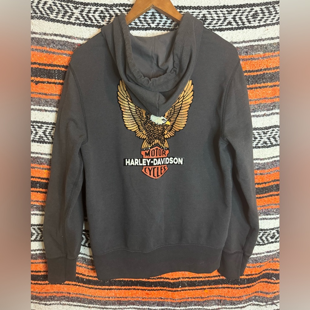 harley davidson zip up vintage slim fit eagle hoodie